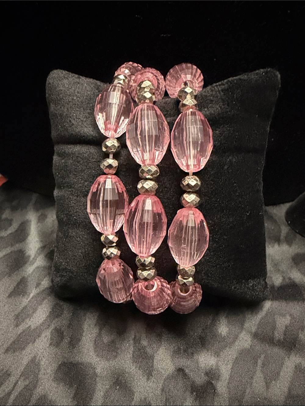 Pink Beaded Stretch Bracelet - Women's Fashion Jewelry